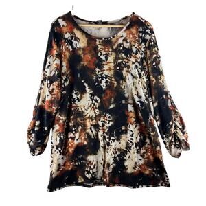 Robert Louis Womens 3X Long Sleeve Synched Wrist Abstract Dark Moody Cozy Mature